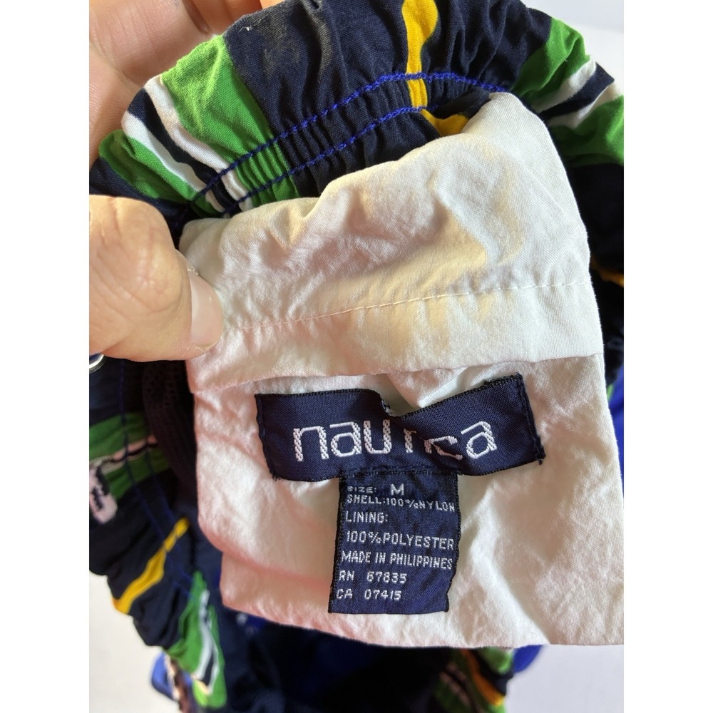 Vintage Nautica‎ Men's Spell Out Swim Trunks Blue Yellow Green Medium - Picture 4 of 7